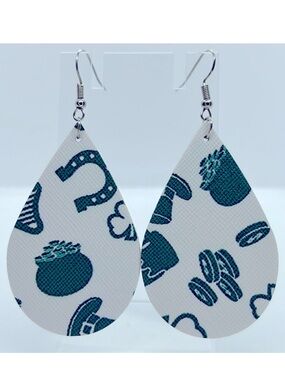 Faux Leather Teardrop Dangle Earrings Saint Patrick’s Day Fashion Jewelry